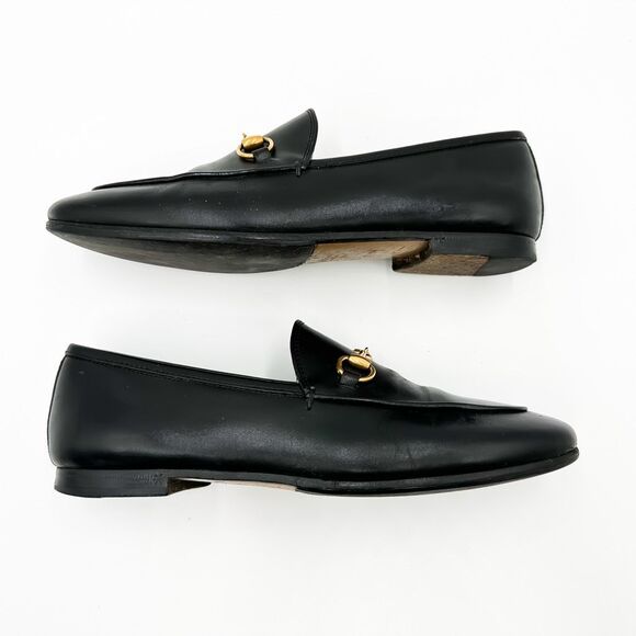 Gucci Jordaan Horsebit Loafer Black Leather Flats Buckle 37, 7 - Picture 13 of 15